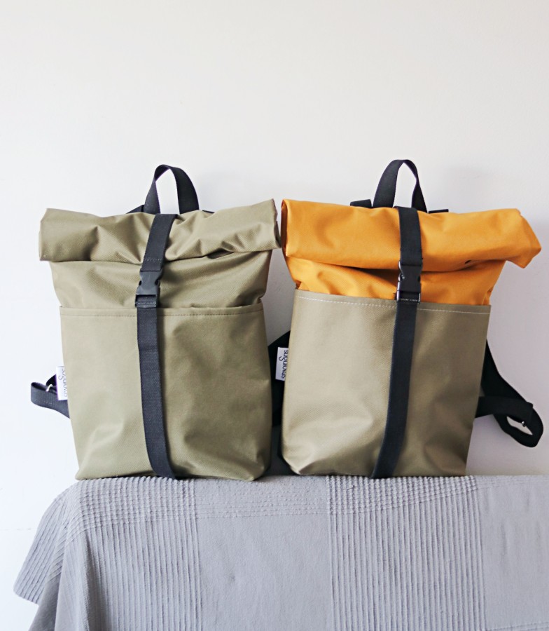 GELTONA ir HAKI susukama kuprinė